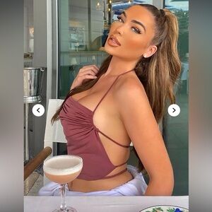 Fashion nova Draped Halter backless strappy Top in mauve medium no tag